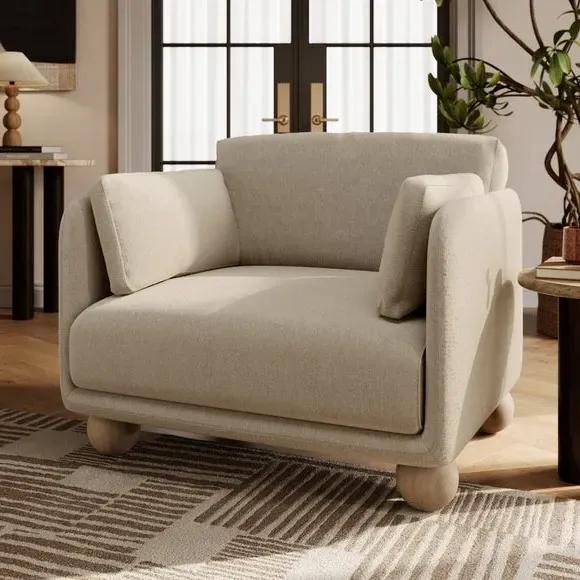 Snuggle Chair with Ball Feet - Natural, Chenille
