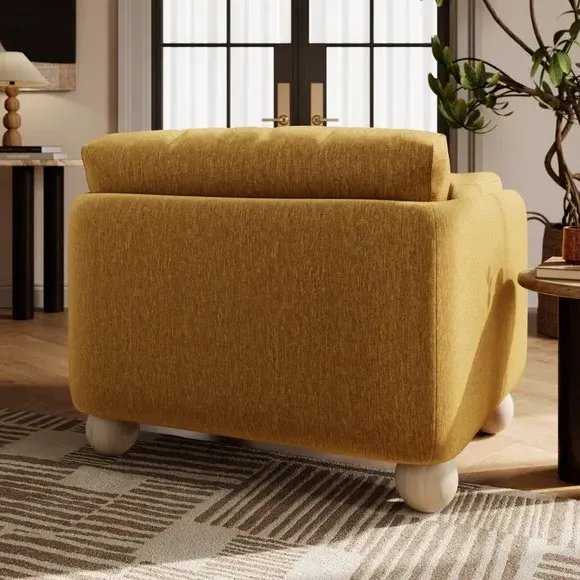Snuggle Chair with Ball Feet - Old Gold, Chenille