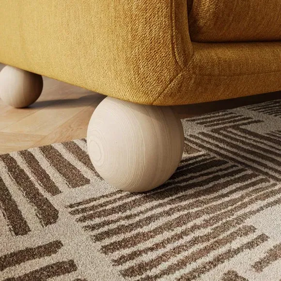Snuggle Chair with Ball Feet - Old Gold, Chenille