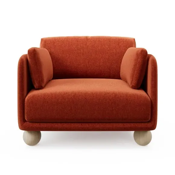 Snuggle Chair with Ball Feet - Terracotta, Chenille