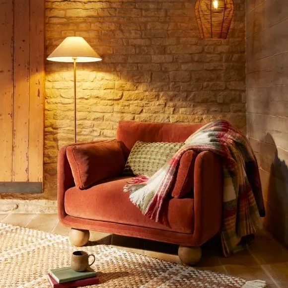 Snuggle Chair with Ball Feet - Terracotta, Chenille