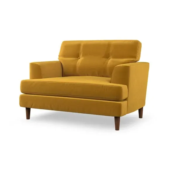 Snuggle Chair with Button Detail - Amber Gold
