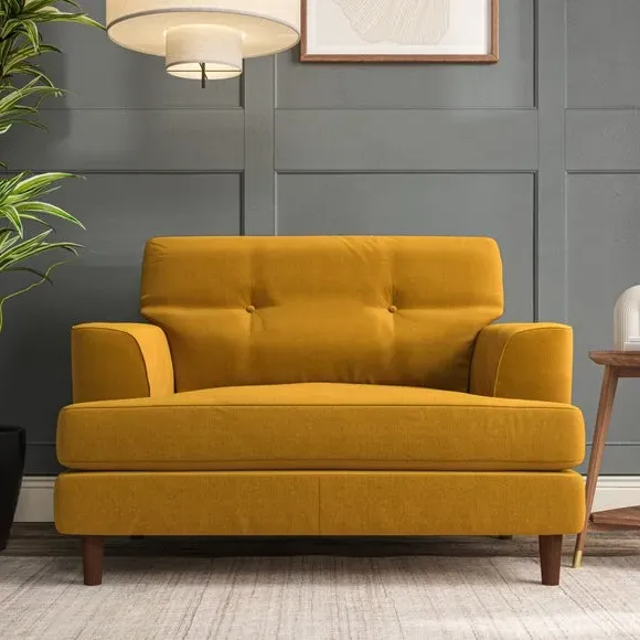 Snuggle Chair with Button Detail - Amber Gold image