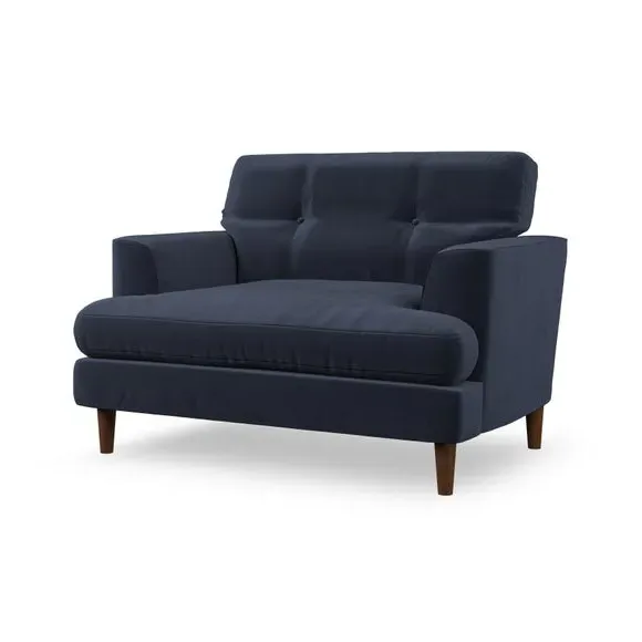 Snuggle Chair with Button Detail - Navy, Velvet
