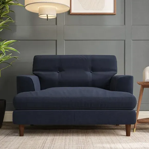 Snuggle Chair with Button Detail - Navy, Velvet