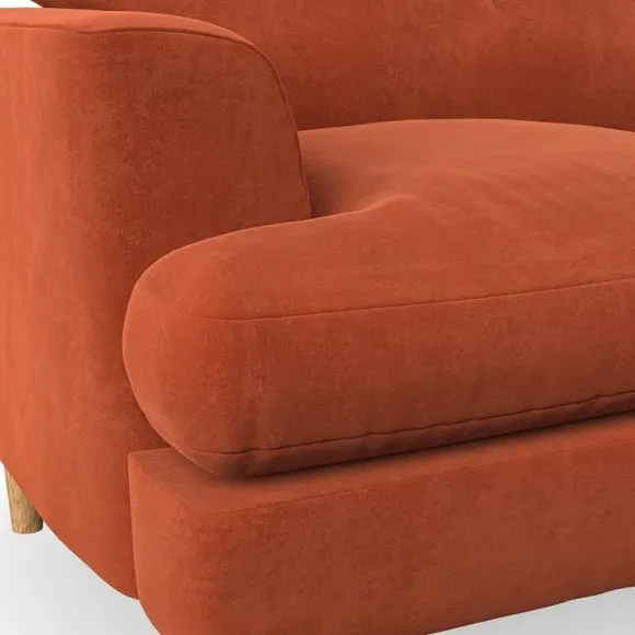 Snuggle Chair with Button Detail - Orange, Velvet