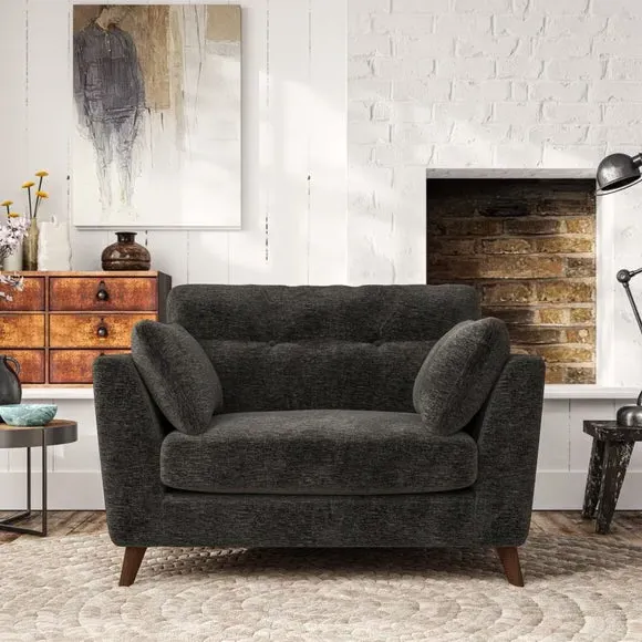 Snuggle Chair with Button Details - Charcoal