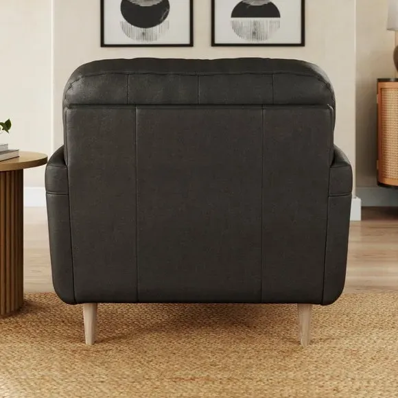 Snuggle Chair with Buttoned Back - Black, Leather