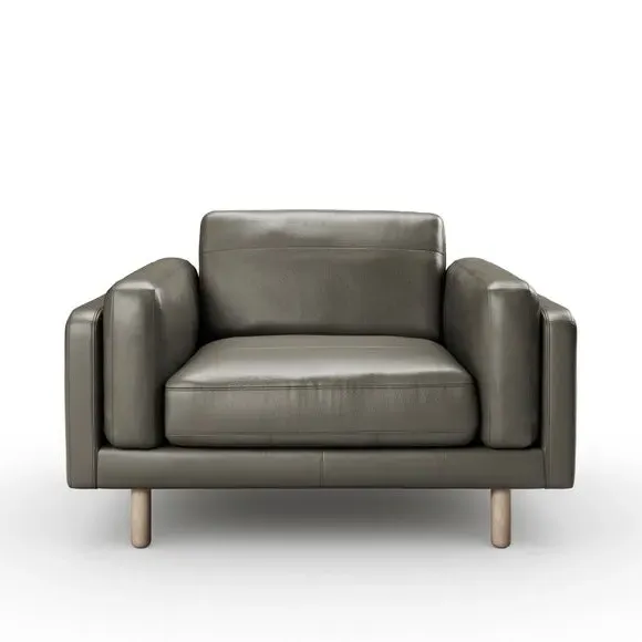 Snuggle Chair with Chaise - Grey, Leather