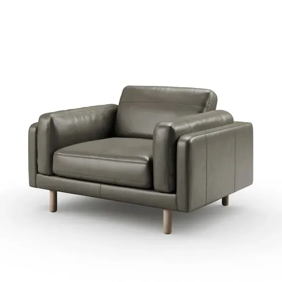Snuggle Chair with Chaise - Grey, Leather
