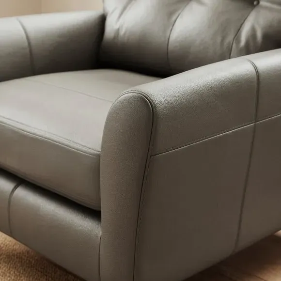 Snuggle Chair with Chaise - Grey, Leather
