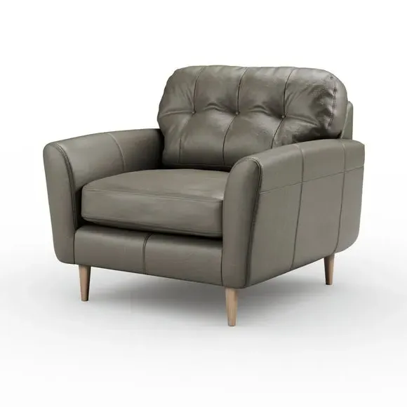 Snuggle Chair with Chaise - Grey, Leather