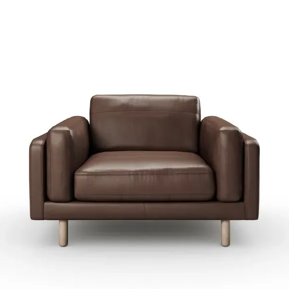 Snuggle Chair with Chaise - Mocha, Leather