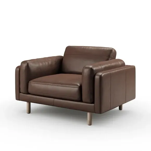 Snuggle Chair with Chaise - Mocha, Leather
