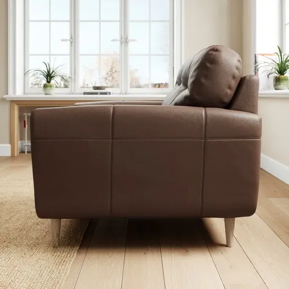 Snuggle Chair with Chaise - Mocha, Leather