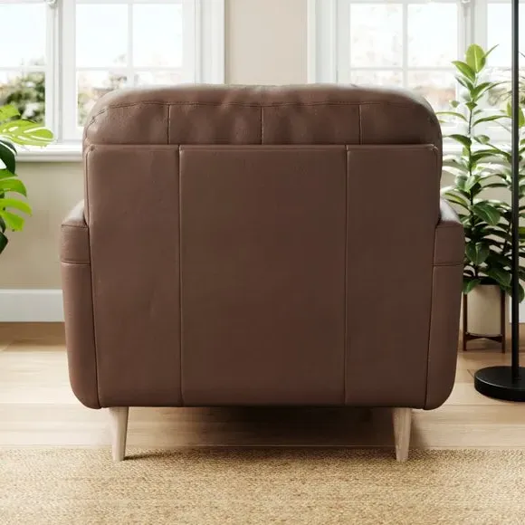 Snuggle Chair with Chaise - Mocha, Leather