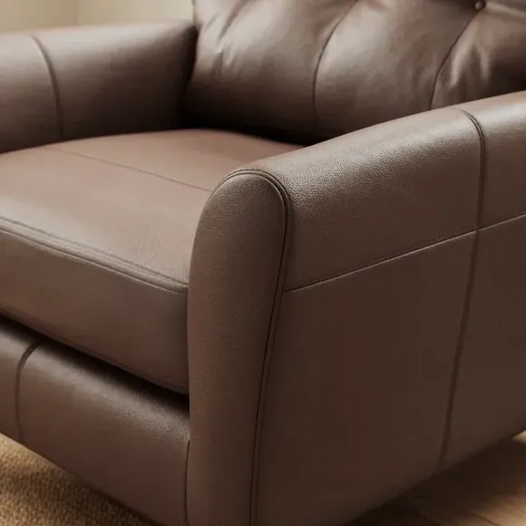 Snuggle Chair with Chaise - Mocha, Leather
