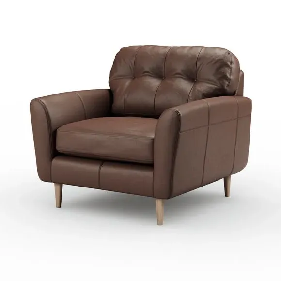 Snuggle Chair with Chaise - Mocha, Leather