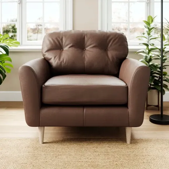 Snuggle Chair with Chaise - Mocha, Leather