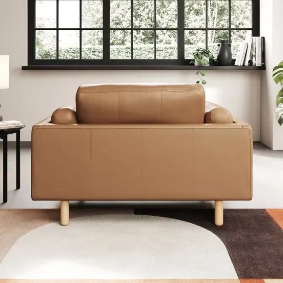 Snuggle Chair with Chaise - Tan, Leather