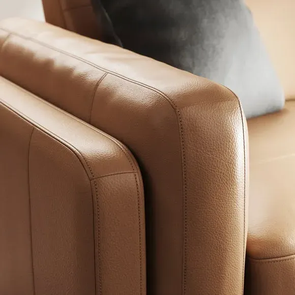 Snuggle Chair with Chaise - Tan, Leather