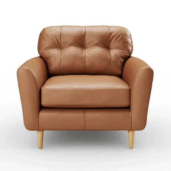 Snuggle Chair with Chaise - Tan, Leather