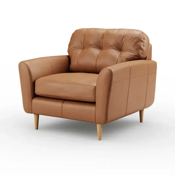Snuggle Chair with Chaise - Tan, Leather