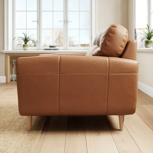 Snuggle Chair with Chaise - Tan, Leather