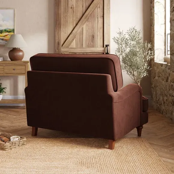 Snuggle Chair with Curved Arms - Chestnut, Velvet