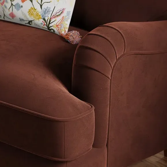 Snuggle Chair with Curved Arms - Chestnut, Velvet