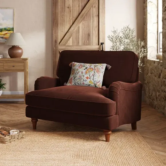 Snuggle Chair with Curved Arms - Chestnut, Velvet image