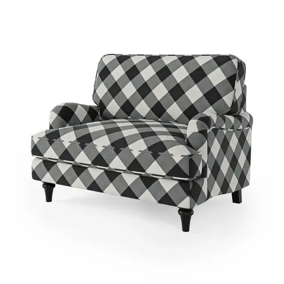 Snuggle Chair with Curved Arms - Gingham