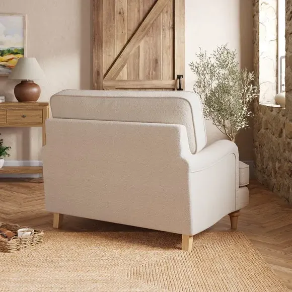 Snuggle Chair with Curved Arms - Ivory, Boucle