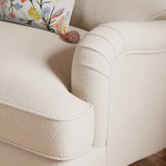 Snuggle Chair with Curved Arms - Ivory, Boucle
