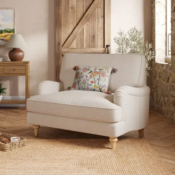 Snuggle Chair with Curved Arms - Ivory, Boucle image