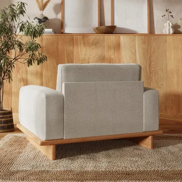 Snuggle Chair with Curved Arms - Natural, Boucle