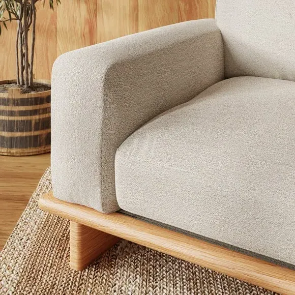 Snuggle Chair with Curved Arms - Natural, Boucle