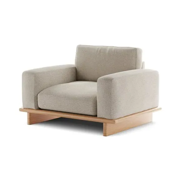 Snuggle Chair with Curved Arms - Natural, Boucle