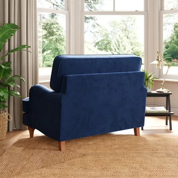 Snuggle Chair with Curved Arms - Navy, Velvet