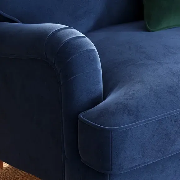 Snuggle Chair with Curved Arms - Navy, Velvet