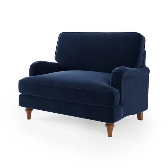 Snuggle Chair with Curved Arms - Navy, Velvet