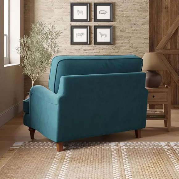 Snuggle Chair with Curved Arms - Petrol, Velvet