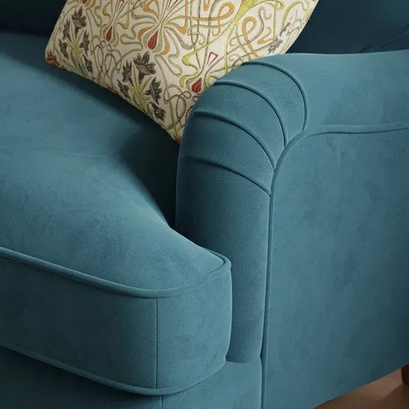 Snuggle Chair with Curved Arms - Petrol, Velvet
