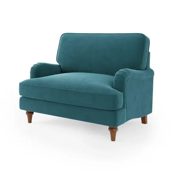 Snuggle Chair with Curved Arms - Petrol, Velvet