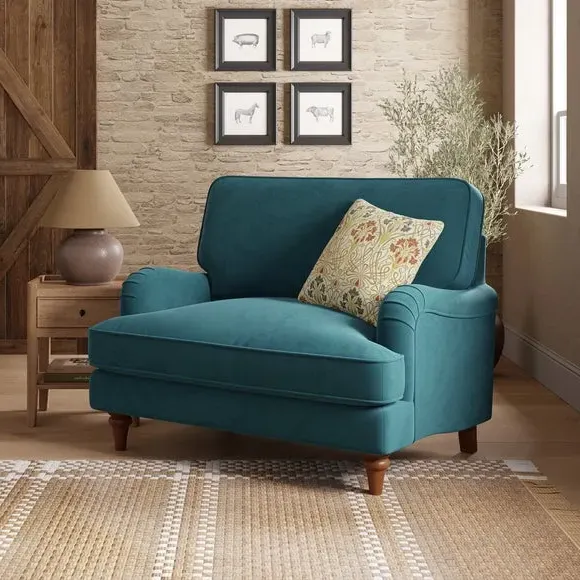 Snuggle Chair with Curved Arms - Petrol, Velvet