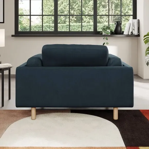 Snuggle Chair with Cushioned Arms - Navy, Velvet