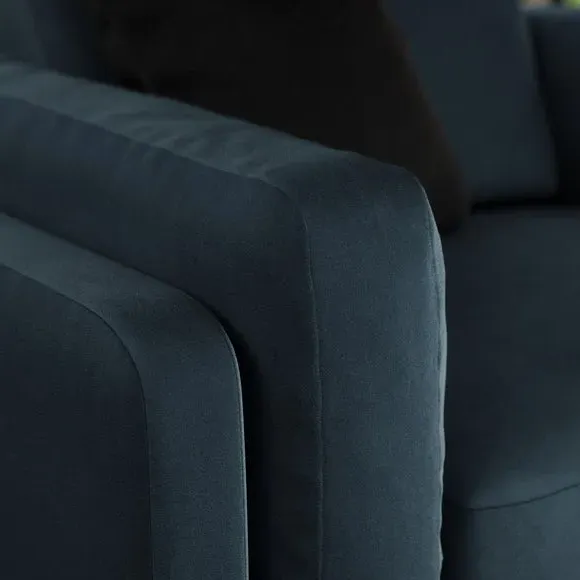 Snuggle Chair with Cushioned Arms - Navy, Velvet