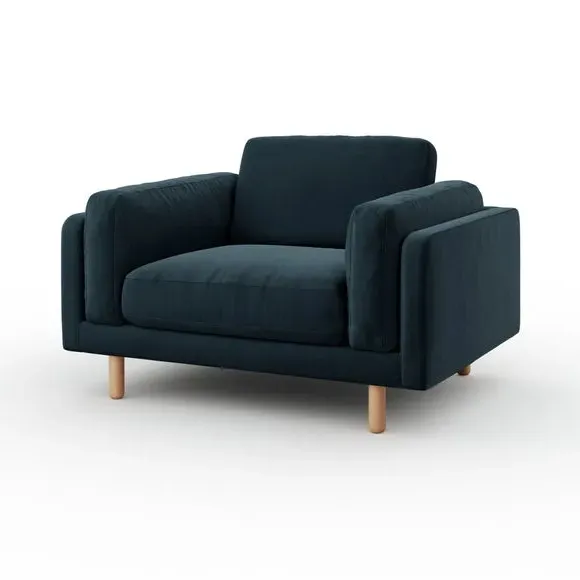 Snuggle Chair with Cushioned Arms - Navy, Velvet