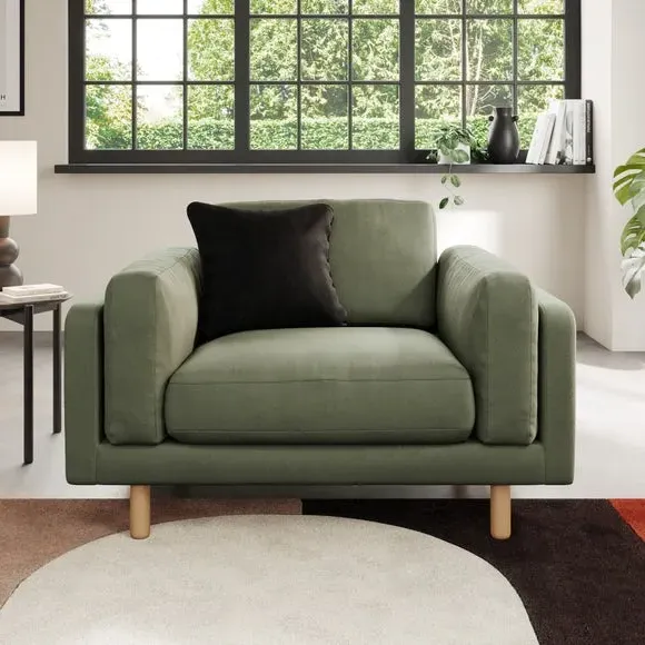 Snuggle Chair with Cushioned Arms - Sage, Velvet