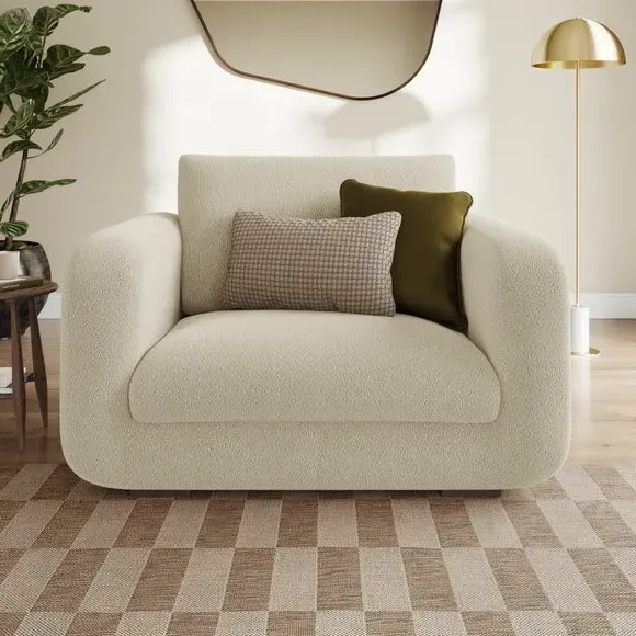 Snuggle Chair with Deep Arms - Beige, Boucle